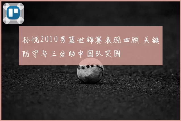 孙悦2010男篮世锦赛表现回顾 关键防守与三分助中国队突围